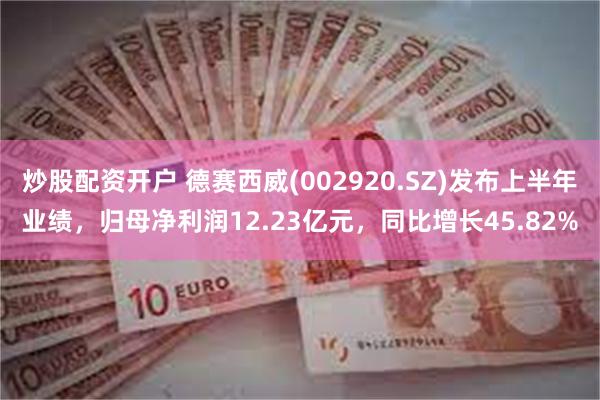 炒股配资开户 德赛西威(002920.SZ)发布上半年业绩，归母净利润12.23亿元，同比增长45.82%